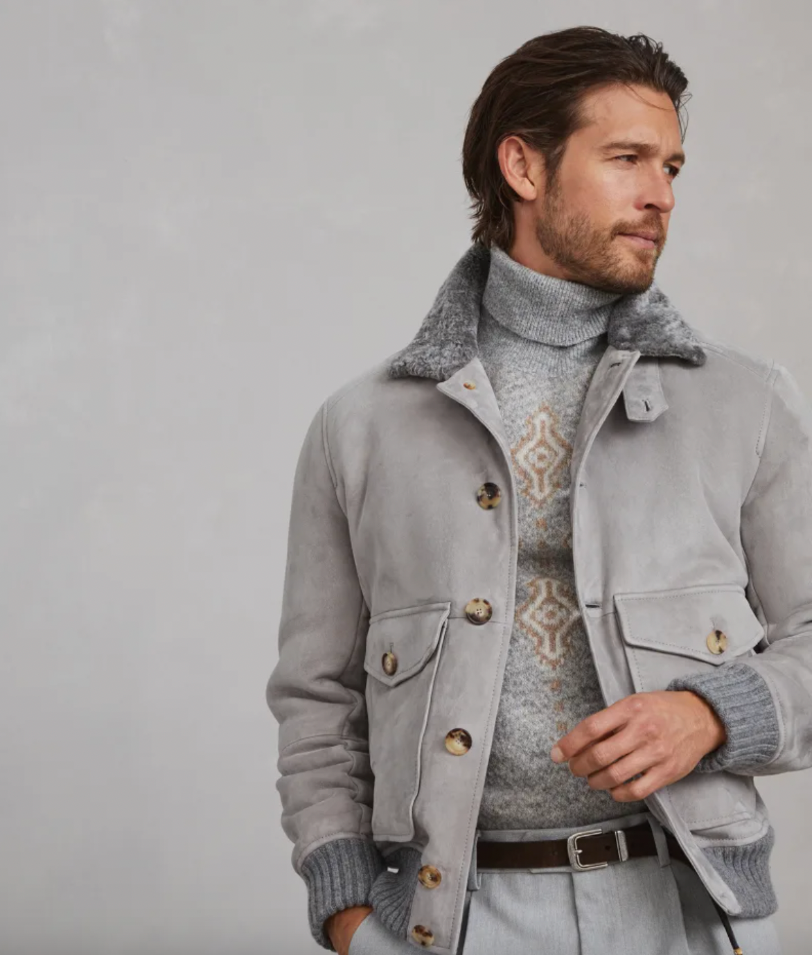 Brunello Cucinelli Suede Shearling outerwear jacket