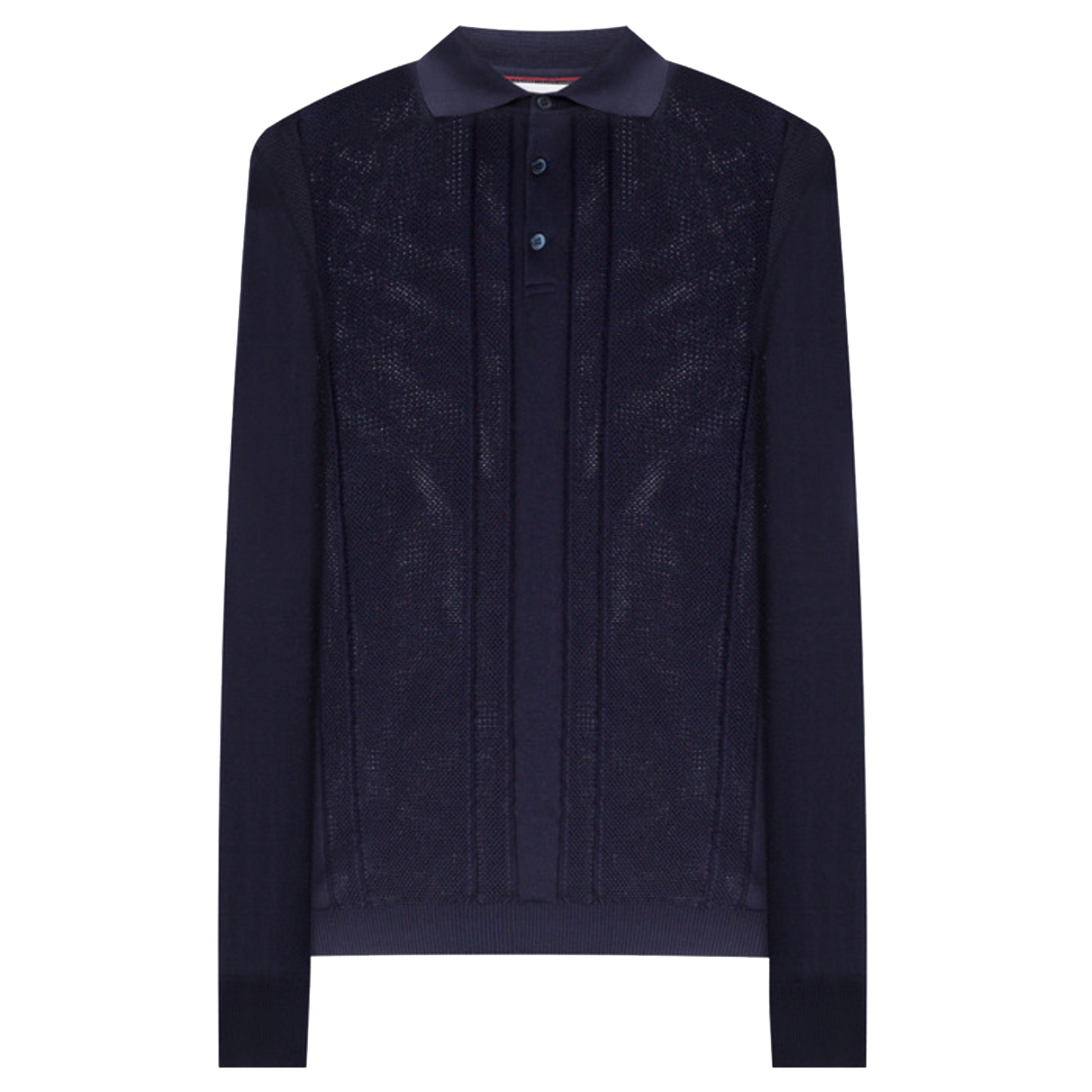 Brunello Cucinelli Cotton Textured Rib Knit Polo Navy