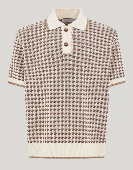 Canali short-sleeved linen and silk jacquard polo shirt