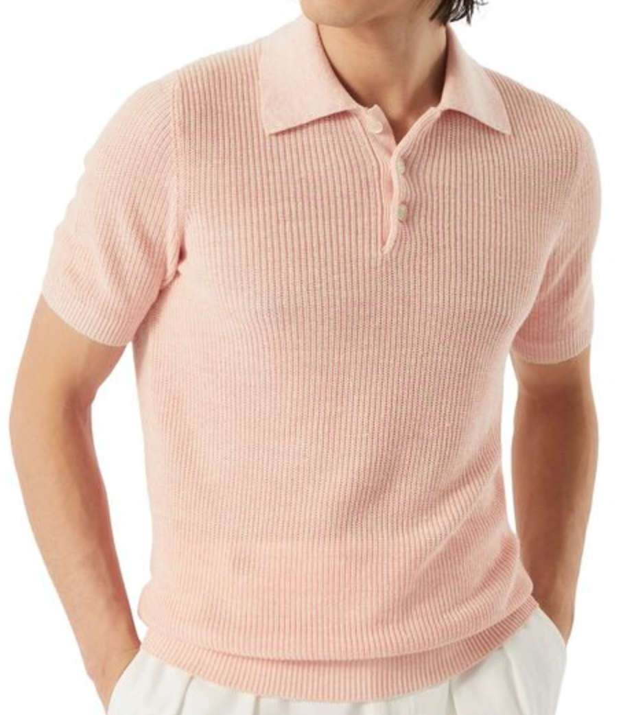 Brunello Cucinelli Half English rib knit polo
