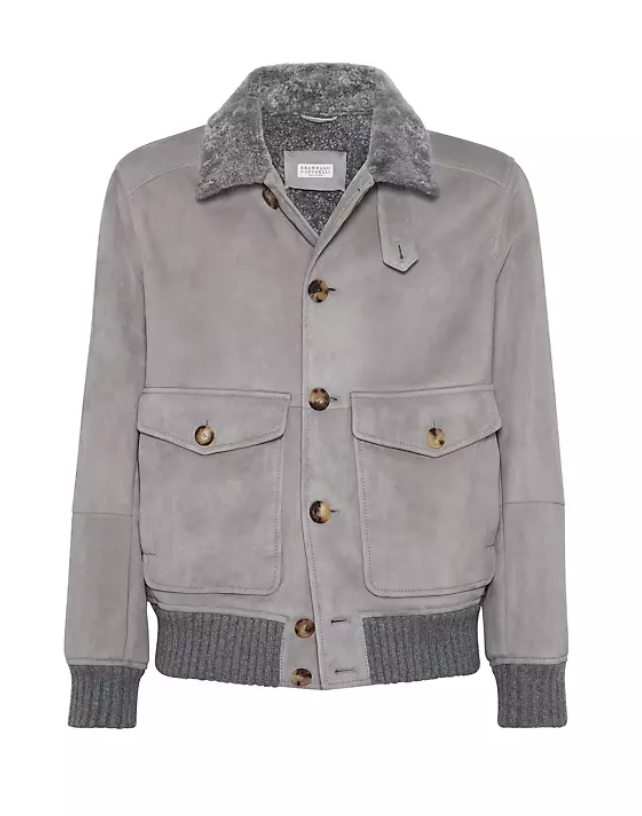 Brunello Cucinelli Suede Shearling outerwear jacket