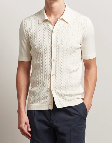 Gran Sasso Cotton Cable Knitted Shirt