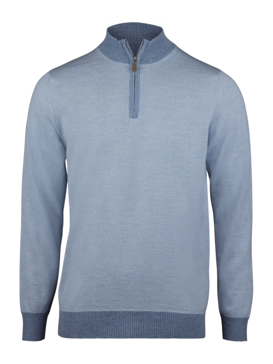 Stenstroms Merino Wool Half Zip Light Blue