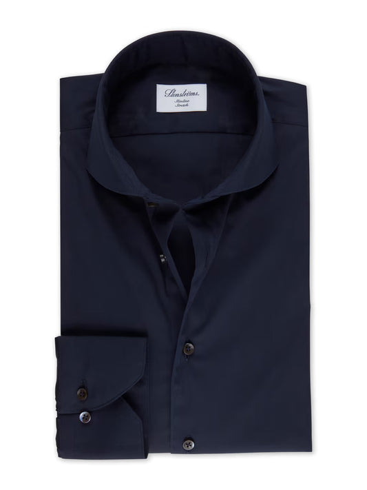 Stenstroms Poplin Shirt Stretch Navy