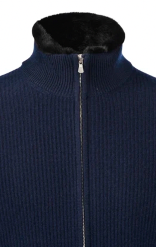 Gran Sasso Cashmere And Faux Fur Fisherman's Rib Jacket