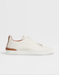 Zegna Off white deerskin triple stitch sneaker