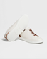 Zegna Off white deerskin triple stitch sneaker