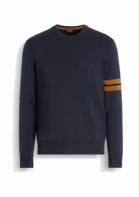 Zegna long sleeve crew neck jumper - Navy