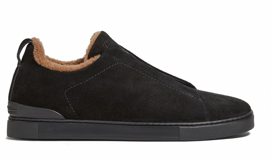 Zegna Suede Shearling-linded Triple Stitch Sneaker