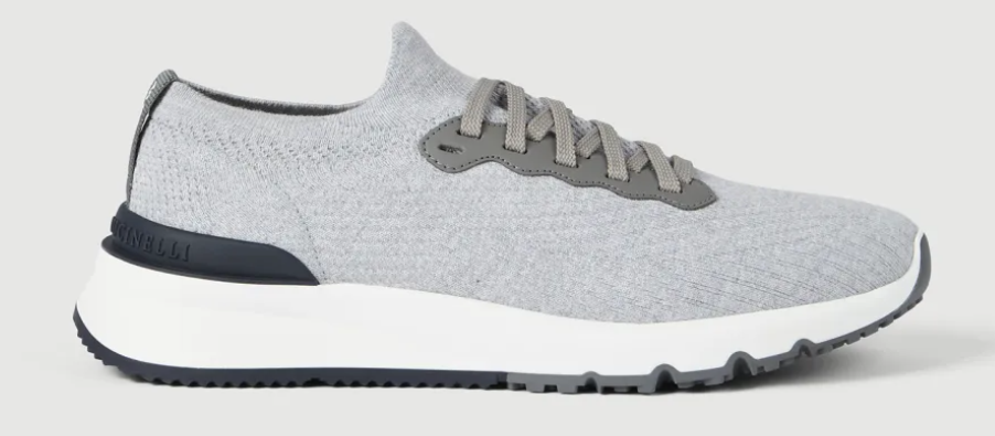 Brunello Cucinelli Cotton Knit and calfskin Runners