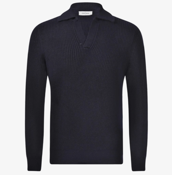 Gran Sasso Open Collar Polo Jumper