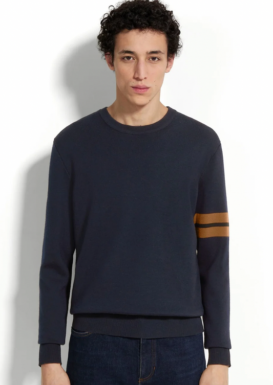 Zegna long sleeve crew neck jumper - Navy