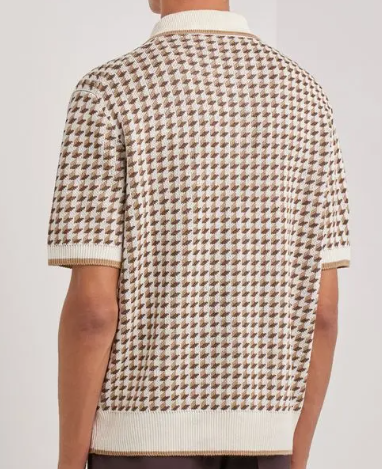 Canali short-sleeved linen and silk jacquard polo shirt