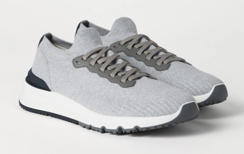 Brunello Cucinelli Cotton Knit and calfskin Runners