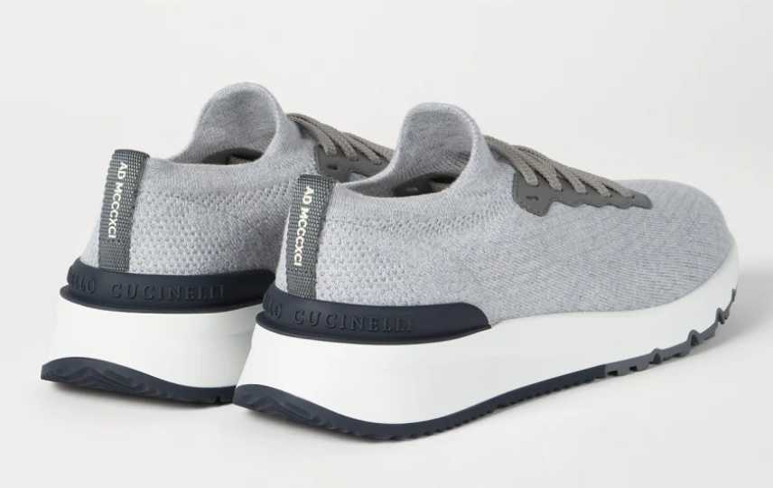Brunello Cucinelli Cotton Knit and calfskin Runners