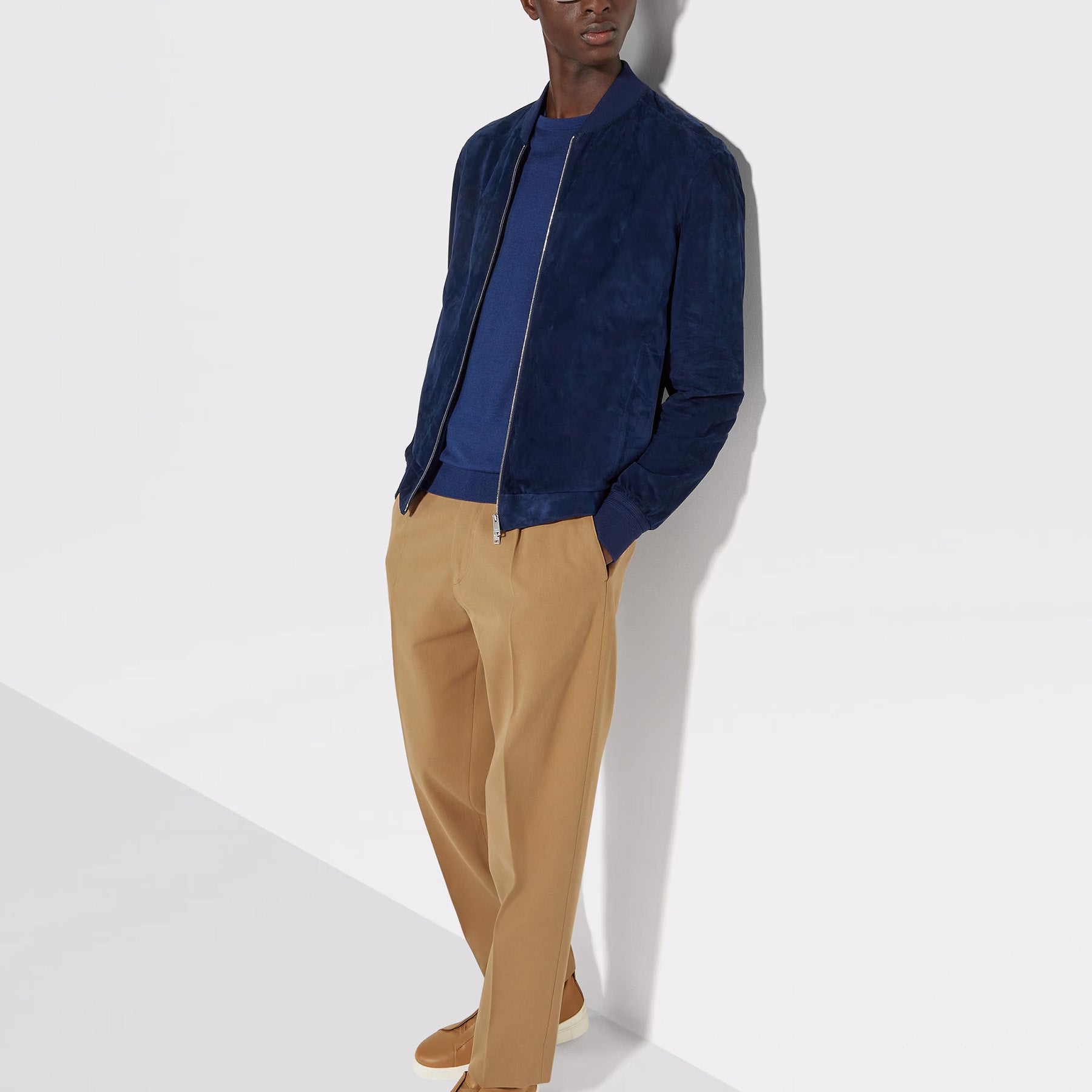 Zegna Suede Bomber Blue – - Main Image