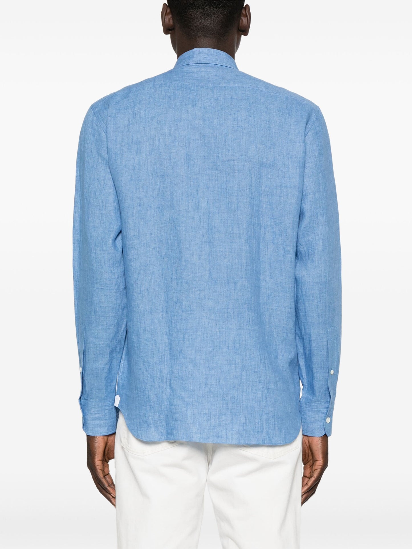 Zegna Linen Long Sleeved Shirt Blue